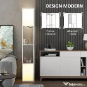 HOMCOM Lampă de Podea Modernă cu 2 Abajururi și 2 Rafturi, Lampă de Podea cu Întrerupător de Picior, 26x26x156 cm, Alb | Aosom Romania