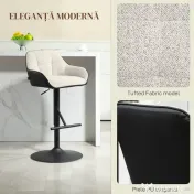 HOMCOM Set 2 Scaune de Bar cu Spătar, Tetiară și Brațe și Bază Antiderapantă, 52,5x53x86,5-108 cm, Gri Deschis | Aosom Romania 