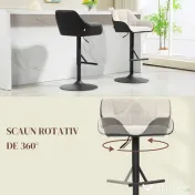 HOMCOM Set 2 Scaune de Bar cu Spătar, Tetiară și Brațe și Bază Antiderapantă, 52,5x53x86,5-108 cm, Gri Deschis | Aosom Romania 