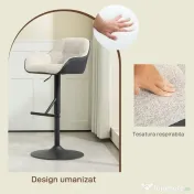 HOMCOM Set 2 Scaune de Bar cu Spătar, Tetiară și Brațe și Bază Antiderapantă, 52,5x53x86,5-108 cm, Gri Deschis | Aosom Romania 