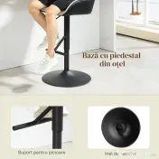 HOMCOM Set 2 Scaune de Bar cu Spătar, Tetiară și Brațe și Bază Antiderapantă, 52,5x53x86,5-108 cm, Gri Deschis | Aosom Romania 