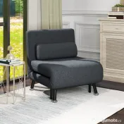 HOMCOM Fotoliu Pat 3 în 1 cu Spătar Reglabil pe 5 Nivele și Pernă, Canapea Pat Pliabilă, 75x70x75 cm, Gri Închis | Aosom Romania 