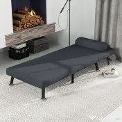 HOMCOM Fotoliu Pat 3 în 1 cu Spătar Reglabil pe 5 Nivele și Pernă, Canapea Pat Pliabilă, 75x70x75 cm, Gri Închis | Aosom Romania 