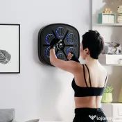 SPORTNOW Aparat de Box Muzical Montat pe Perete cu 9 Viteze, Conexiune Bluetooth și Mănuși, 41.8x44.6x7.5 cm, Negru și Albastru 