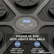 SPORTNOW Aparat de Box Muzical Montat pe Perete cu 9 Viteze, Conexiune Bluetooth și Mănuși, 41.8x44.6x7.5 cm, Negru și Albastru 
