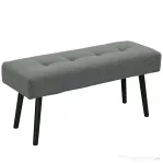 HOMCOM Bancă pentru capătul patului matlasată din material textil cu efect catifelat cu nervuri și oțel, 100x36x45 cm, gri