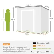 Outsunny Căsuță de Grădina pentru Unelte cu Podea, 2 Uși, Încuietoare și Acoperiș Înclinat, 238x125x183 cm, Gri | Aosom Romania 