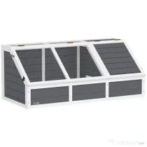 PawHut Căsuță pentru Țestoase fără Paviment cu Panel Detașabil și 2 Spații Separate, 120x55x50 cm, Gri | Aosom Romania
