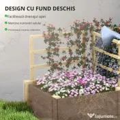 Outsunny Jardinieră Înălțată din Lemn cu 3 Suporturi pentru Plante, 119x62,5x64 cm, Natural | Aosom Romania 