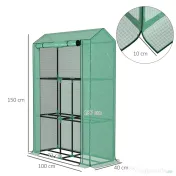 Outsunny Sera Mini cu 3 Niveluri, Copertină din PE cu Armătură și Ușă Rulabilă, 100x40x150 cm, Verde | Aosom Romania 