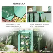 Outsunny Sera Mini cu 3 Niveluri, Copertină din PE cu Armătură și Ușă Rulabilă, 100x40x150 cm, Verde | Aosom Romania 