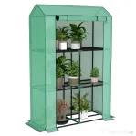 Outsunny Sera Mini cu 3 Niveluri, Copertină din PE cu Armătură și Ușă Rulabilă, 100x40x150 cm, Verde