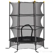 HOMCOM Trambulin Elastic pentru Copii Ø1.6x1.9 m cu Plasă de Siguranță și Stâlpi Căptușiți, Vârsta 3-10 Ani, Negru