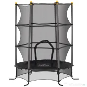 HOMCOM Trambulină pentru Copii 3-10 Ani cu Plasă de Siguranță, Suprafață Elastică cu Bare Capitonate, Ø163x190 cm, Negru | Aosom Romania 