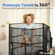 HOMCOM Trambulină pentru Copii 3-10 Ani cu Plasă de Siguranță, Suprafață Elastică cu Bare Capitonate, Ø163x190 cm, Negru | Aosom Romania 