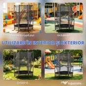 HOMCOM Trambulină pentru Copii 3-10 Ani cu Plasă de Siguranță, Suprafață Elastică cu Bare Capitonate, Ø163x190 cm, Negru | Aosom Romania 