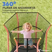 HOMCOM Trambulină Elastică pentru Copii 3-10 Ani cu Intrare cu Fermoar și Țevi Căptușite, Ø163,5x190 cm, Roșu | Aosom Romania 
