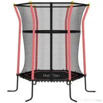 HOMCOM Trampolin pentru Copii cu Intrare cu Fermoar și Stâlpi Captușiți, 122 x 111 x 190 cm, Roșu