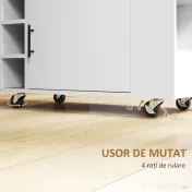 HOMCOM Insulă de Bucătărie cu 6 Suporturi pentru Sticle, 3 Rafturi Laterale și Dulăpior cu Balamale, 83x40x83 cm, Stejar | Aosom Romania 