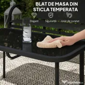 Outsunny Set de Mobilier de Grădină din 5 Piese, cu 2 Canapele, 2 Fotolii și o Măsuță de Cafea, 111x70x75 cm, Negru | Aosom Romania 