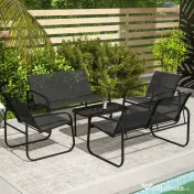 Outsunny Set de Mobilier de Grădină din 5 Piese, cu 2 Canapele, 2 Fotolii și o Măsuță de Cafea, 111x70x75 cm, Negru | Aosom Romania 