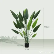 HOMCOM Plantă Artificială "Pasărea Paradisului" cu 20 de Frunze și Ghiveci | Aosom Romania 