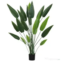 HOMCOM Plantă artificială verde Pasărea Paradisului cu 20 de frunze, 140 cm, cu ghiveci, din PE, PEVA și PP