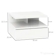 HOMCOM Noptieră Suspendată cu Sertar și Raft Superior din Lemn, 35x32x22,5 cm, Alb | Aosom Romania