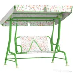 AIYAPLAY Balansoar pentru Copii de Exterior cu 2 Locuri cu Copertină Reglabilă și Centuri de Siguranță, 112x75x120 cm, Verde