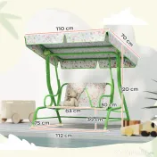 AIYAPLAY Leagăn pentru Copii cu Copertină Reglabilă și Centură de Siguranță, 120x112x75 cm, Verde | Aosom Romania 