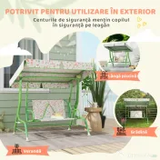 AIYAPLAY Leagăn pentru Copii cu Copertină Reglabilă și Centură de Siguranță, 120x112x75 cm, Verde | Aosom Romania 