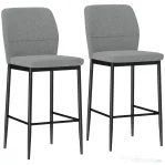 HOMCOM Set 2 scaune de bar din catifea moderne cu suport pentru picioare și spătar, 41x52x97 cm, gri