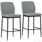 HOMCOM Set de 2 Scaune de Bar cu Spătar, 41x52x97 cm, Gri | Aosom Romania 