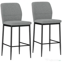 HOMCOM Set de 2 Scaune de Bar cu Spătar, 41x52x97 cm, Gri | Aosom Romania