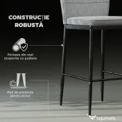 HOMCOM Set de 2 Scaune de Bar cu Spătar, 41x52x97 cm, Gri | Aosom Romania 