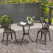 Outsunny Set de Gradina 3 Piese din Aluminiu cu 2 Scaune | Aosom Romania 