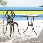 Outsunny Set de Gradina 3 Piese din Aluminiu cu 2 Scaune | Aosom Romania 