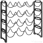 HOMCOM Suport pentru Sticle cu 4 Nivele Ondulate Stivabile pentru 16 Sticle, din Metal, 42,5x16,5x41 cm, Negru