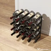 HOMCOM Suport pentru Sticle de Vin cu 4 Niveluri, 42,5x16,5x41 cm, Negru | Aosom Romania 