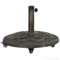 Outsunny Bază Rotundă pentru Umbrelă cu Roți, Bază Ponderată de 20 kg din Rășină, Suport pentru Umbrele de 3,3 cm/3,8 cm/4,8 cm pentru Exterior, Grădină, Piscină, Bronz | Aosom Romania 