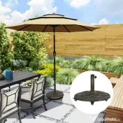 Outsunny Bază Rotundă pentru Umbrelă cu Roți, Bază Ponderată de 20 kg din Rășină, Suport pentru Umbrele de 3,3 cm/3,8 cm/4,8 cm pentru Exterior, Grădină, Piscină, Bronz | Aosom Romania
