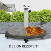 Outsunny Bază Rotundă pentru Umbrelă cu Roți, Bază Ponderată de 20 kg din Rășină, Suport pentru Umbrele de 3,3 cm/3,8 cm/4,8 cm pentru Exterior, Grădină, Piscină, Bronz | Aosom Romania