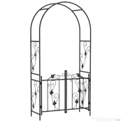 Outsunny Arc de Grădină cu Poartă și Grilaj pentru Plante Cățărătoare, 2,2x1 m, Negru | Aosom Romania 