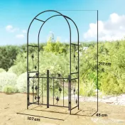 Outsunny Arc de Grădină cu Poartă și Grilaj pentru Plante Cățărătoare, 2,2x1 m, Negru | Aosom Romania 