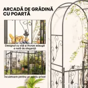 Outsunny Arc de Grădină cu Poartă și Grilaj pentru Plante Cățărătoare, 2,2x1 m, Negru | Aosom Romania 