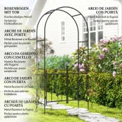 Outsunny Arc de Grădină cu Poartă și Grilaj pentru Plante Cățărătoare, 2,2x1 m, Negru | Aosom Romania 