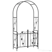 Outsunny Arc de Grădină cu Poartă, Spalier pentru Plante Cățărătoare din Metal, 2,2x1 m, Negru