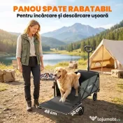 Outsunny Cărucior de Grădină Pliabil 72L cu Panou Rabatabil, din Oțel și Poliester, 76x48x65-92 cm, Verde 