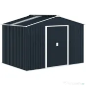 Outsunny Șopron pentru Unelte cu Acoperiș Înclinat și Uși Glisante Duble, 277x195x192 cm, Gri Închis | Aosom Romania 