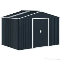Outsunny Șopron pentru Unelte cu Acoperiș Înclinat și Uși Glisante Duble, 277x195x192 cm, Gri Închis | Aosom Romania